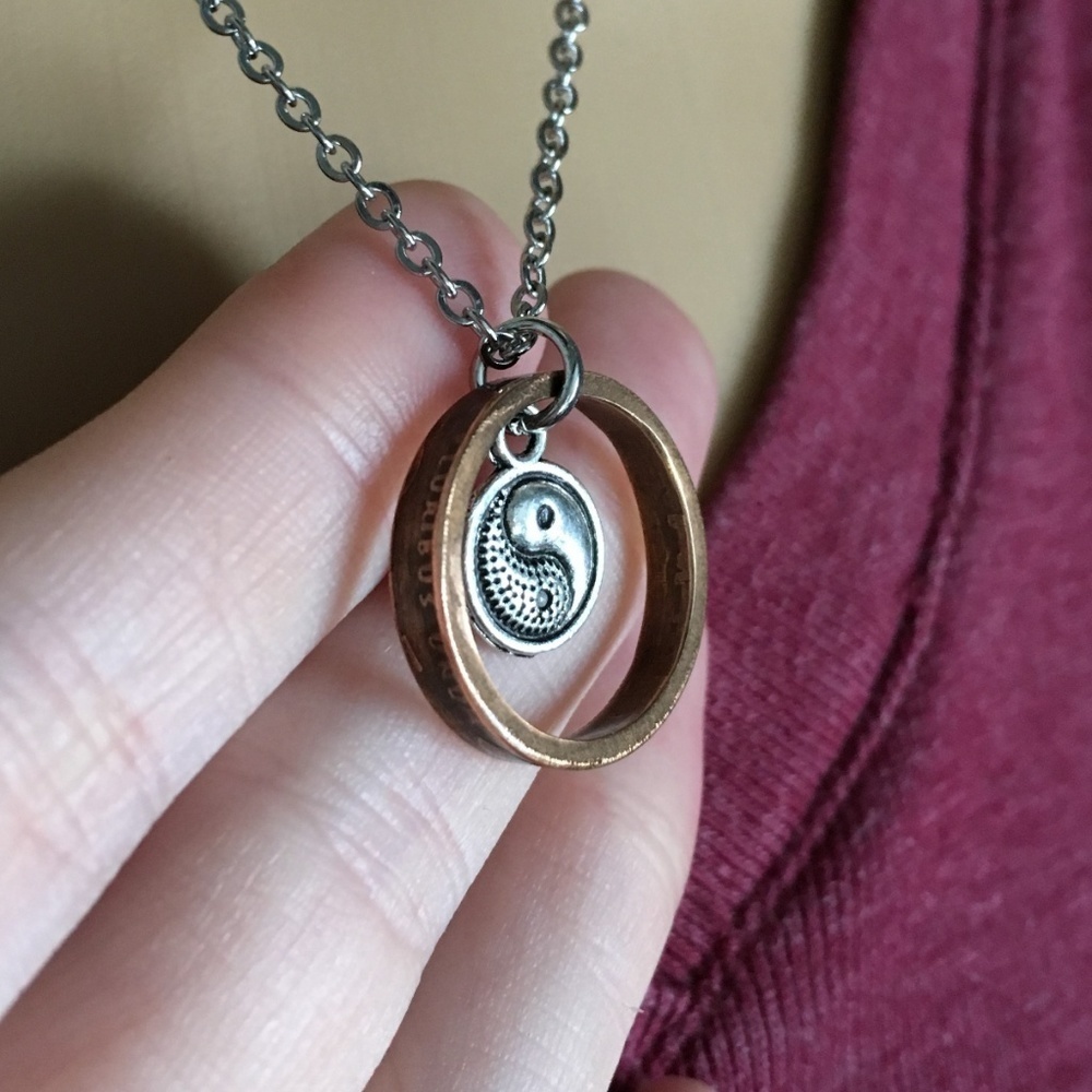US Copper Wheat Penny Coin Ring Yin Yang Necklace Stainless Steel Unisex Lucky - Picture 6 of 11